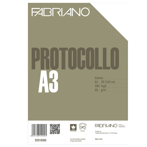 FOGLI PROTOCOLLO FABRIANO A4 60 GR. CF.200 PZ.
