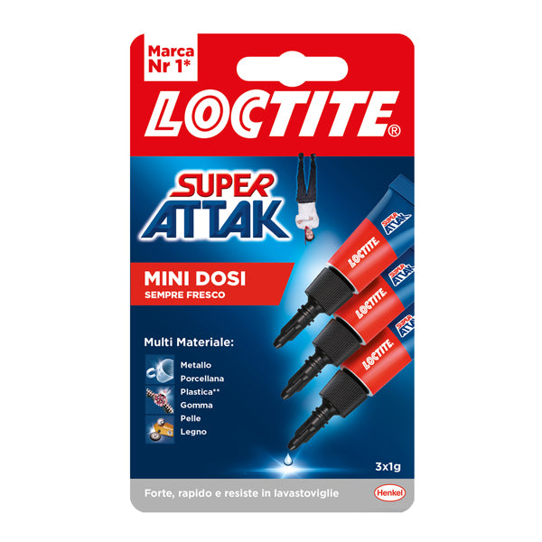 colla super attak - 1 gr - trasparente - Loctite - conf. 3 pezzi