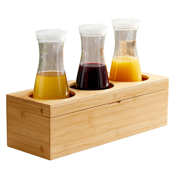 Portabottiglie Bambù Naturale 3 Fori 42x15,5x13 cm HoReCa Bar - Leone