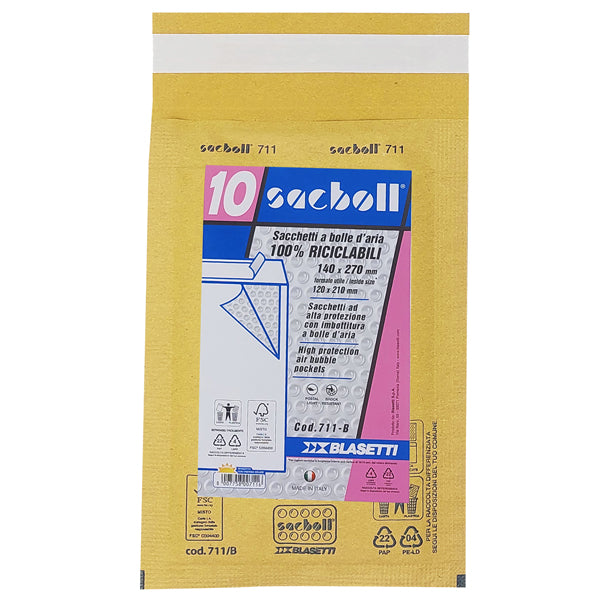 Busta Imbottita Sacboll B 14x27 cm – Carta Avana FSC – Conf. 10 pz – Blasetti