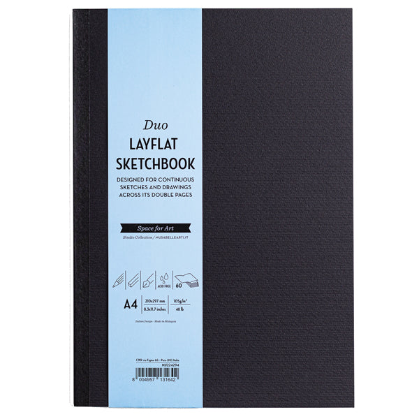 Sketchbook Duo Layflat A4 105 gr 60 pag copertina nera