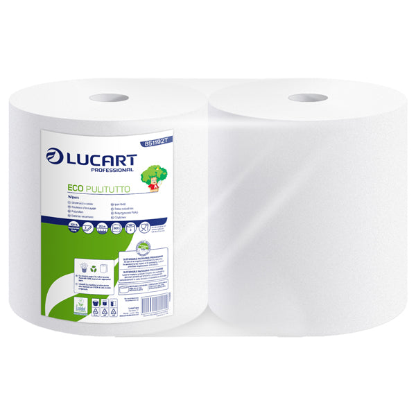 Bobina asciugatutto Eco Pulitutto - microgoffrata - 2 veli - diametro 24,5 cm - 23,5 cm x 212 m - 18,5 gr - bianco - Lucart