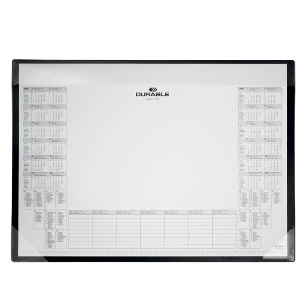 Sottomano da scrivania con calendario e blocco appunti 25 fogli 65x52 cm nero - Durable