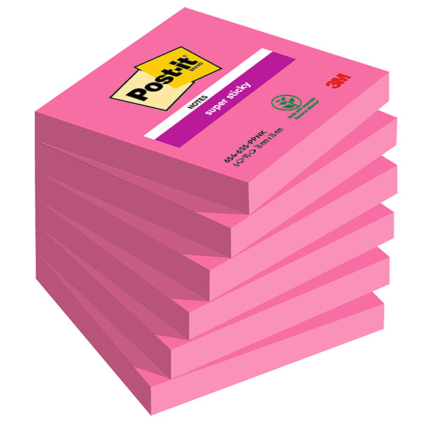 Post it Super Sticky 76x76 654-6SS-PPNK rosa power conf. 6 pezzi