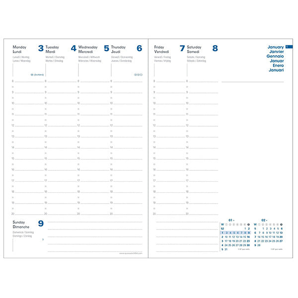 agenda settimanale presidente eco eunoia 2027 - 21 x 27 cm - grigio - Quo Vadis