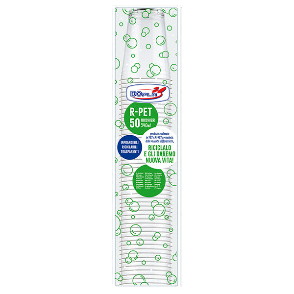 Bicchieri trasparenti in rPET 300/400/500 ml conf. 50 pezzi - Dopla
