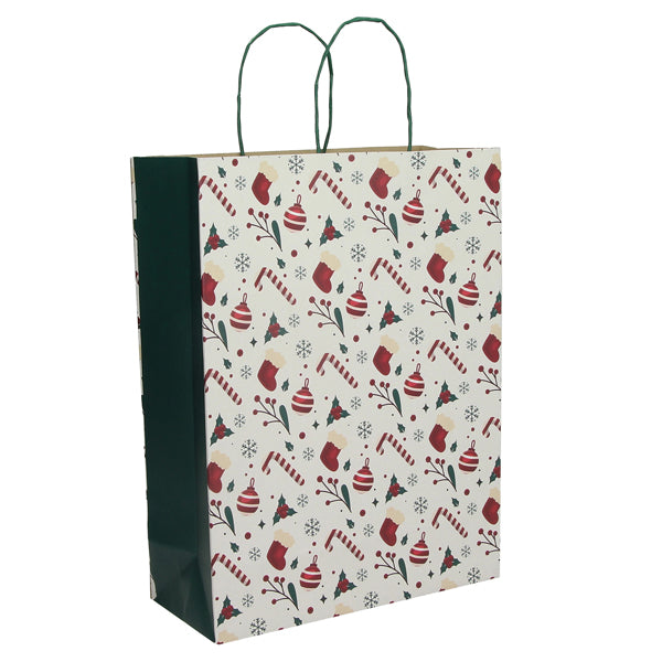 Shopper natalizia Xmas Dream bianca con manici in carta ritorta – 25 pezzi – Mainetti Bags