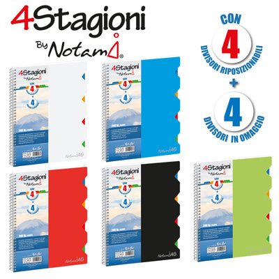 blocco spiralato Notami 4 stagioni 240 fg. 4+4 divisori 4 rigature
