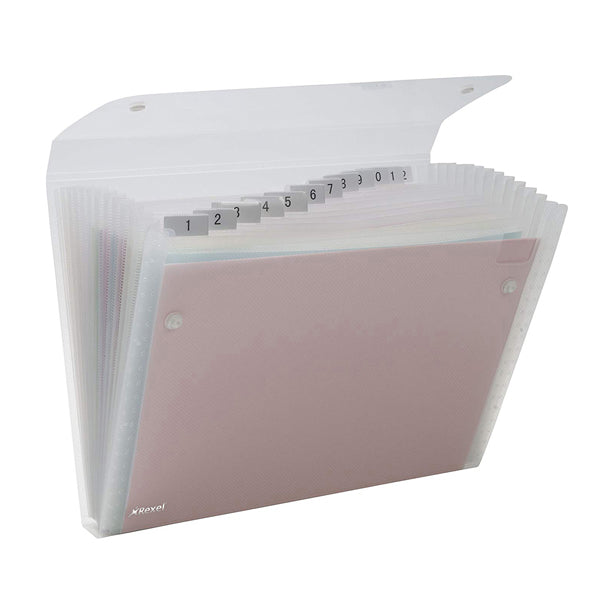 Cartella a Soffietto Ice 6 e 13 Tasche Polipropilene Traslucido per Ufficio e Scuola - Rexel