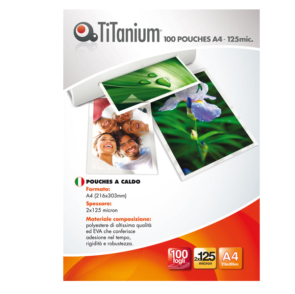 POUCHES TITANIUM PER PLASTIFICARE A4 CONF.DA 100 PEZZI