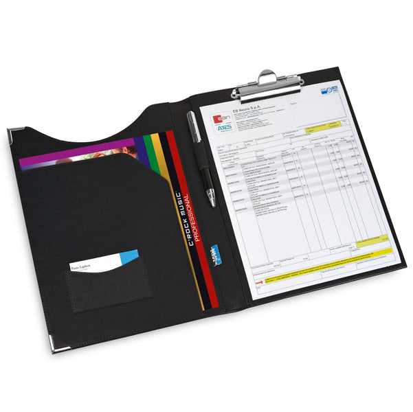 Portablocco in similpelle con tasca - nero - 24x31 cm - Lebez