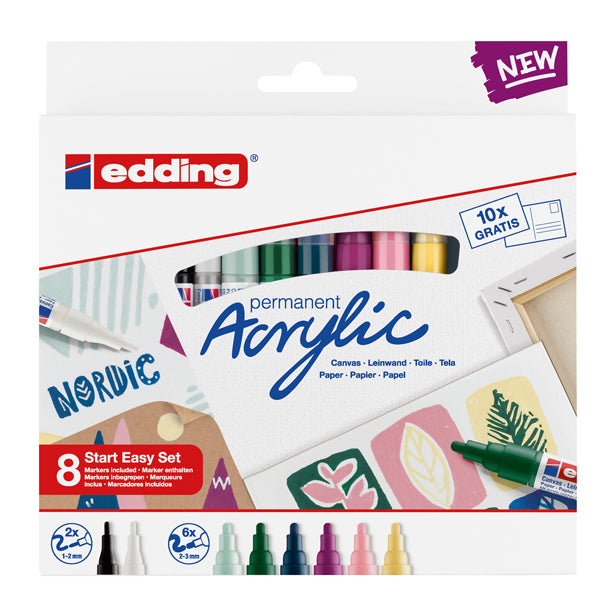 MARCATORE EDDING PERMANENTE ACRILICO START EASY SET NORDIC CF.8 PZ.