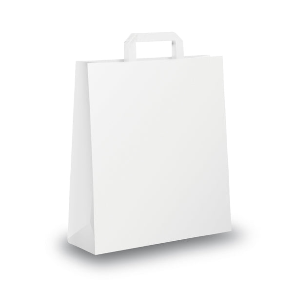 SHOPPER MAINETTI CARTA KRAFT BIANCO MANIGLIA PIATTINA BIANCA CF. 25 PZ.