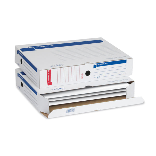Scatola archivio Memory XL A3 - 30 x 42 cm - dorso 8 cm - bianco -Conf. 10 pezzi Sei Rota