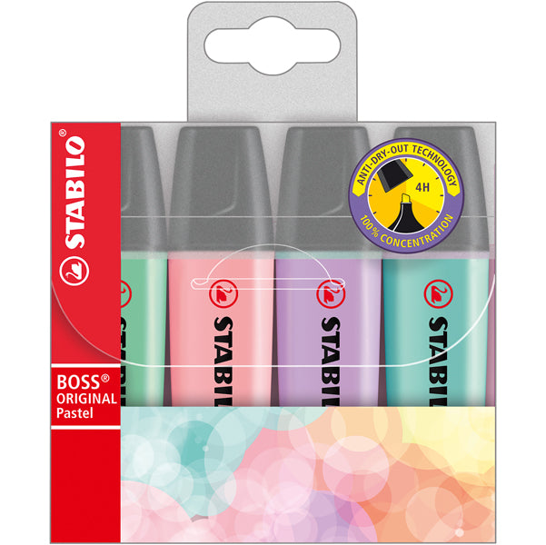 Evidenziatore Stabilo Boss Pastel – Colori Pastello Trendy | Tratto 2-5 mm | Anti-Dry-Out