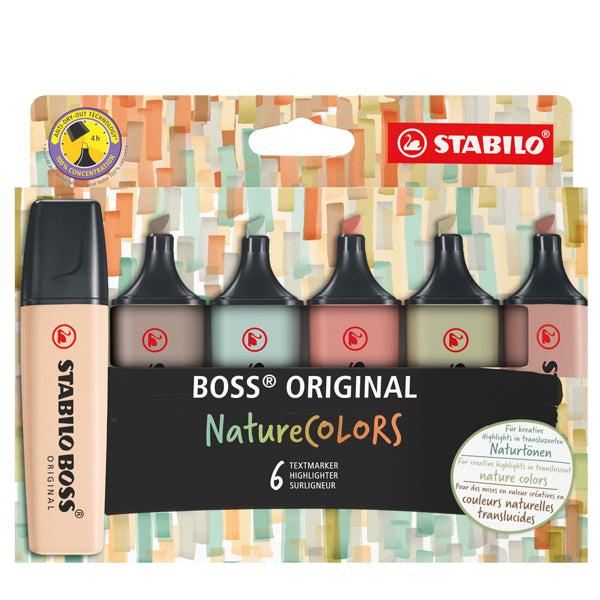 Evidenziatore Stabilo Boss Nature Colors – Tonalità Naturali | Tratto 2-5 mm | Inchiostro Acqua