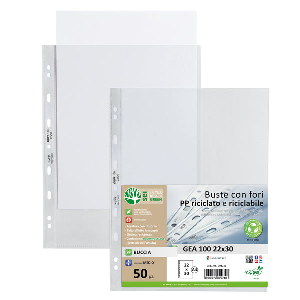 Buste Forate A4 PPL Riciclato – Eco Sostenibili | Sei Rota