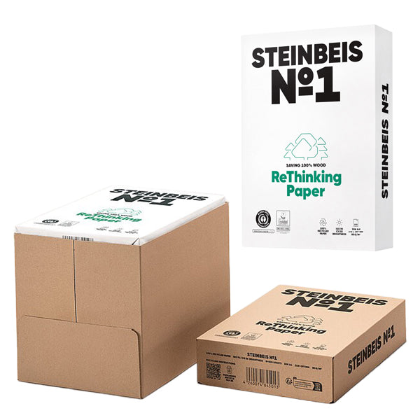 Carta A4 per stampante bianca riciclata 80 gr. scatola da 5 risme – Steinbeis