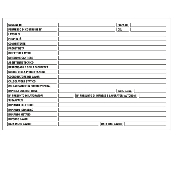 Cartello Segnalatore – Cantiere Specifiche dei Lavori – Polionda