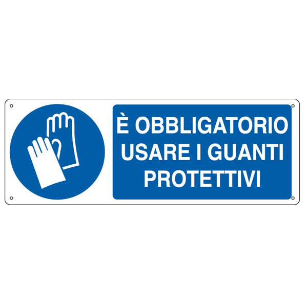 Cartello Segnalatore – È Obbligatorio Usare i Guanti Protettivi