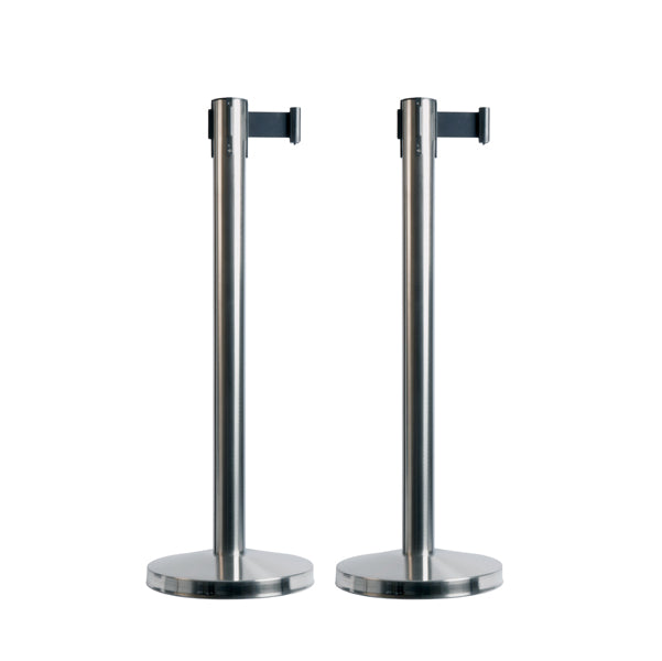 Colonnine Segnapercorso Budget Retractable Set 2 pz Nastro Nero 210 cm | Securit