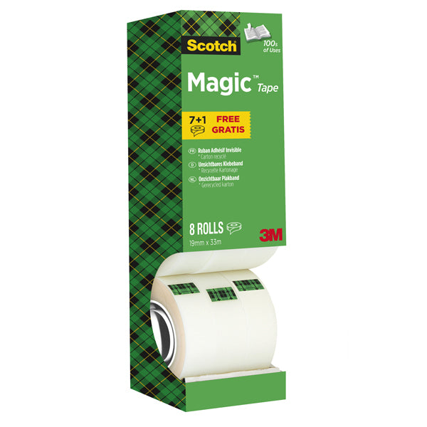 Nastro Adesivo Magic 810 19mm x 33mt Value Pack 7+1 Invisibile – Scotch