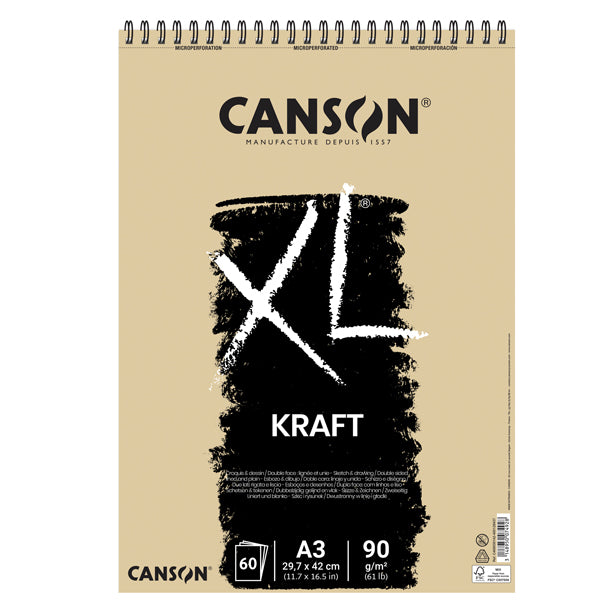 ALBUM CANSON SPIRALATO LATO CORTO XL KRAFT 90 GR. CF.60 FG