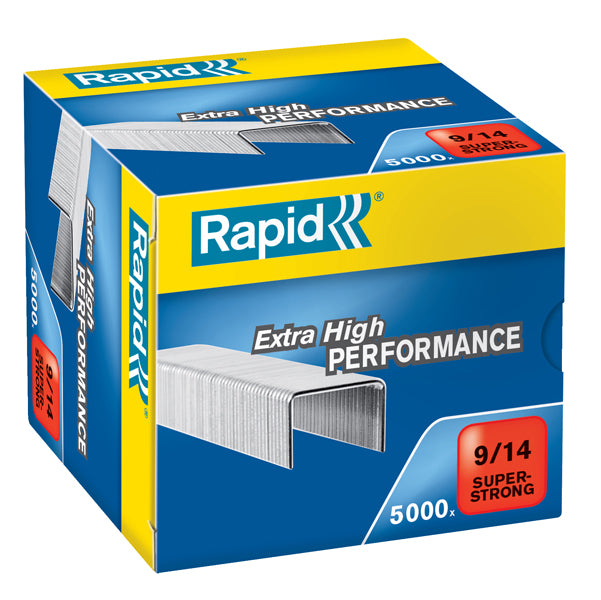 Punti Rapid Super Strong 9/14 alti spessori - acciaio zincato - conf. 5000 pezzi - Rapid