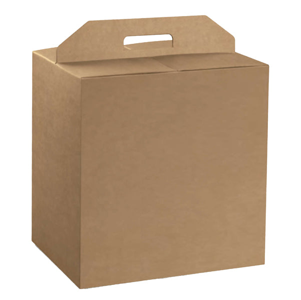 Scatola regalo per panettone e bottiglia in cartone avana 33 × 25 × 35 cm – confezioni da 10 o 30 scatole