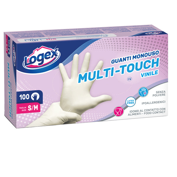 GUANTI LOGEX MONOUSO VINILE NON TALCATO CF.100 PZ.