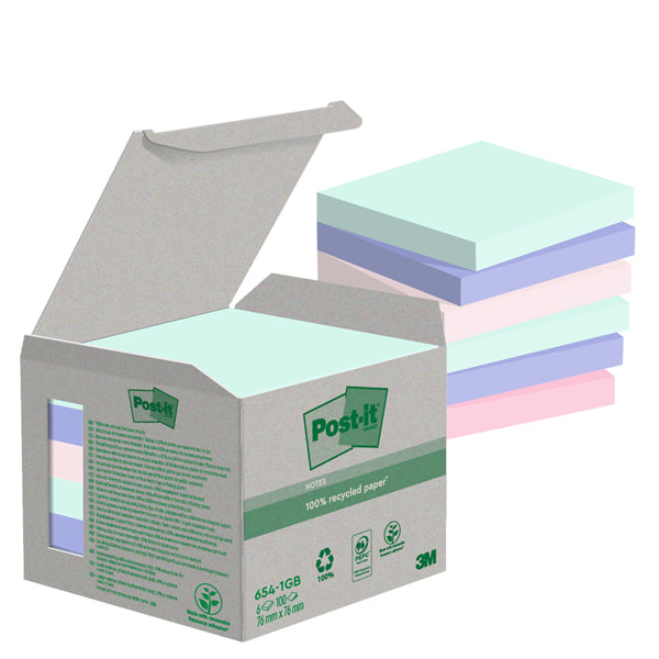 POST IT 3M GREEN 76X76 PASTELLO CONF.6 PZ.
