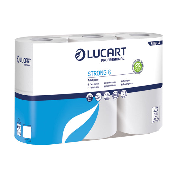 CARTA IGIENICA LUCART STRONG 6 2 VELI 600 STRAPPI CF.6 PZ.