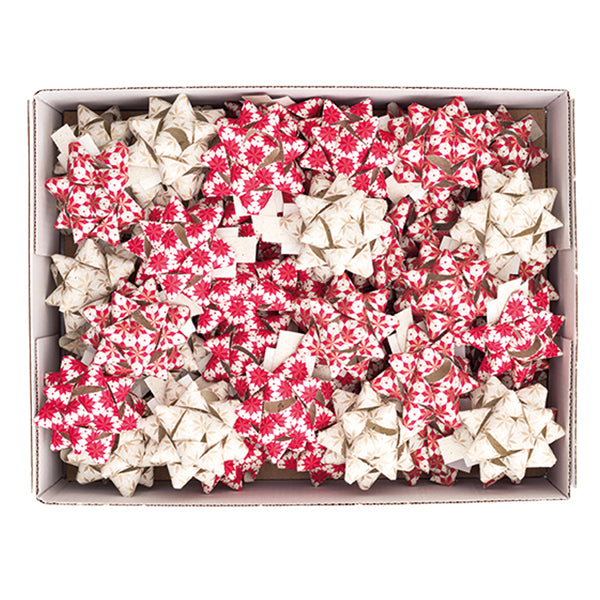 Coccarde carta erba 100% riciclata - 15 mm x diam. 6,5 cm - fantasie natalizie assortite - Brizzolari - 50 pezzi