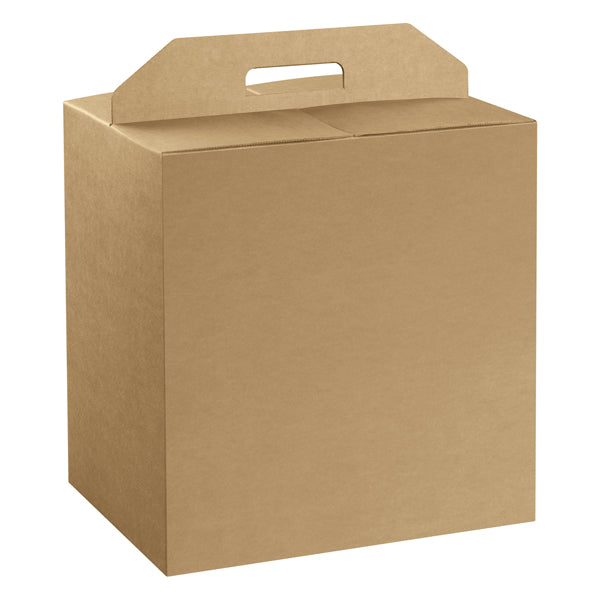 Scatola regalo per panettone e bottiglia con maniglia avana 28 x 20 x 35 cm – Scotton