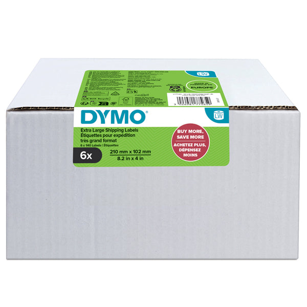 Rotolo 140 etichette LW 2177565 – 102 × 210 mm – Dymo – confezione 6 rotoli