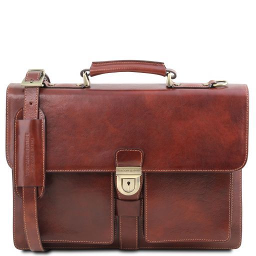 Borsa da Lavoro Assisi – Pelle Concia Vegetale | 3 Scomparti | Porta PC A4 - Tuscany Leather