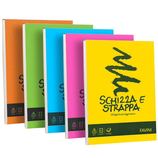 BLOCCO FAVINI SCHIZZA E STRAPPA CARTA BIANCA 50 GRAMMI