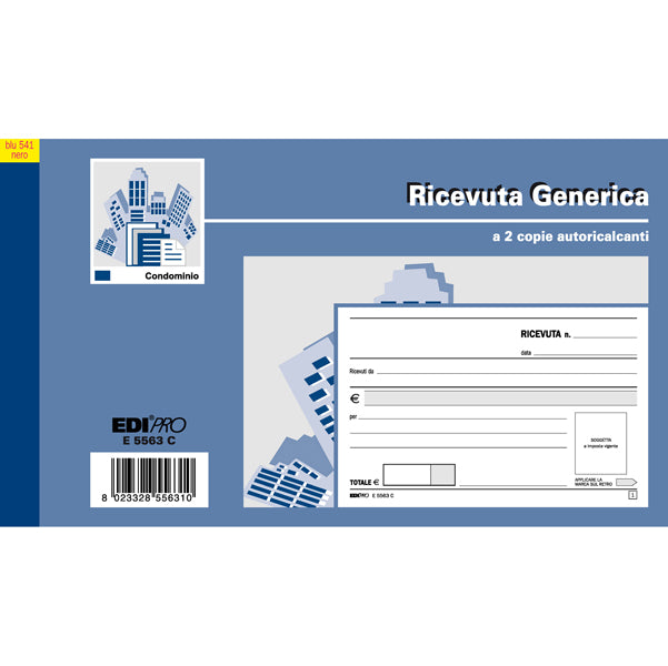 Blocco Ricevute Generiche, 2 Copie, 50 Fogli, 9,9x17 cm - Edipro