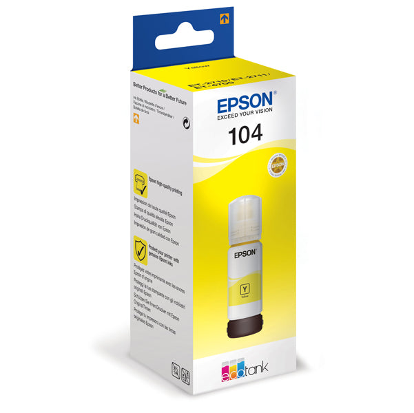 Tanica Originale Epson Serie 104 EcoTank – Nero, Ciano, Magenta, Giallo