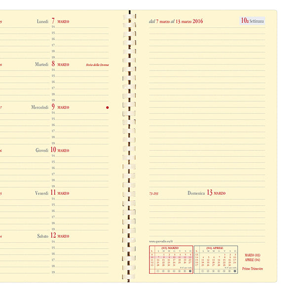 agenda settimanale italnote s 2027 - c/spirale - copertina impala - 8,8 x 17 cm - nero - Quo Vadis