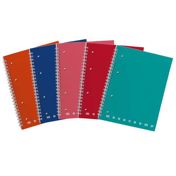 QUADERNO PIGNA A4 MONOCROMO SPIRALATO FORATO E MICROPERFORATO-CF. 5 PZ.