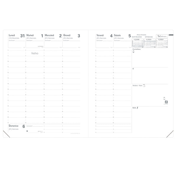 AGENDA QUO VADIS SETTIMANALE 21x27 PRESIDENTE MARLOW 2026 BORDEAUX