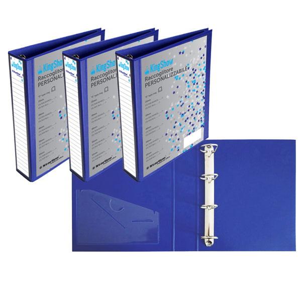 Raccoglitore KingShow Personalizzabile A4 4 Anelli a D Diam. 25 mm Blu PPL Goffrato | Starline