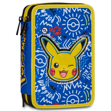 Astuccio 3 zip con corredo Pokémon