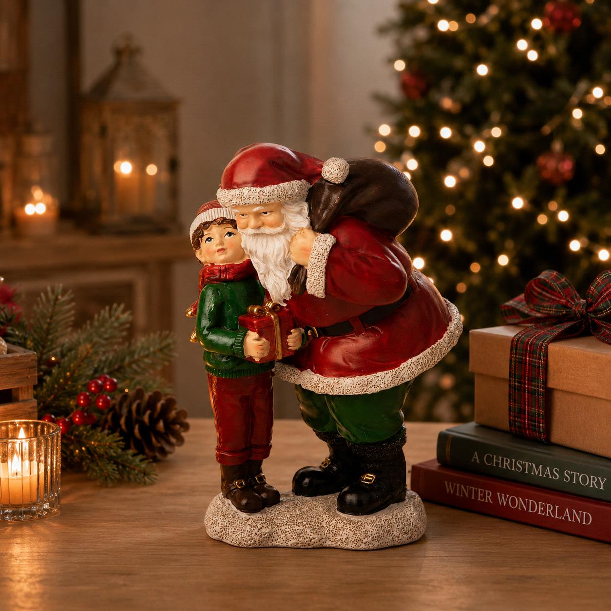 Babbo Natale con Bambino, H. 18 cm – Bianchi Dino