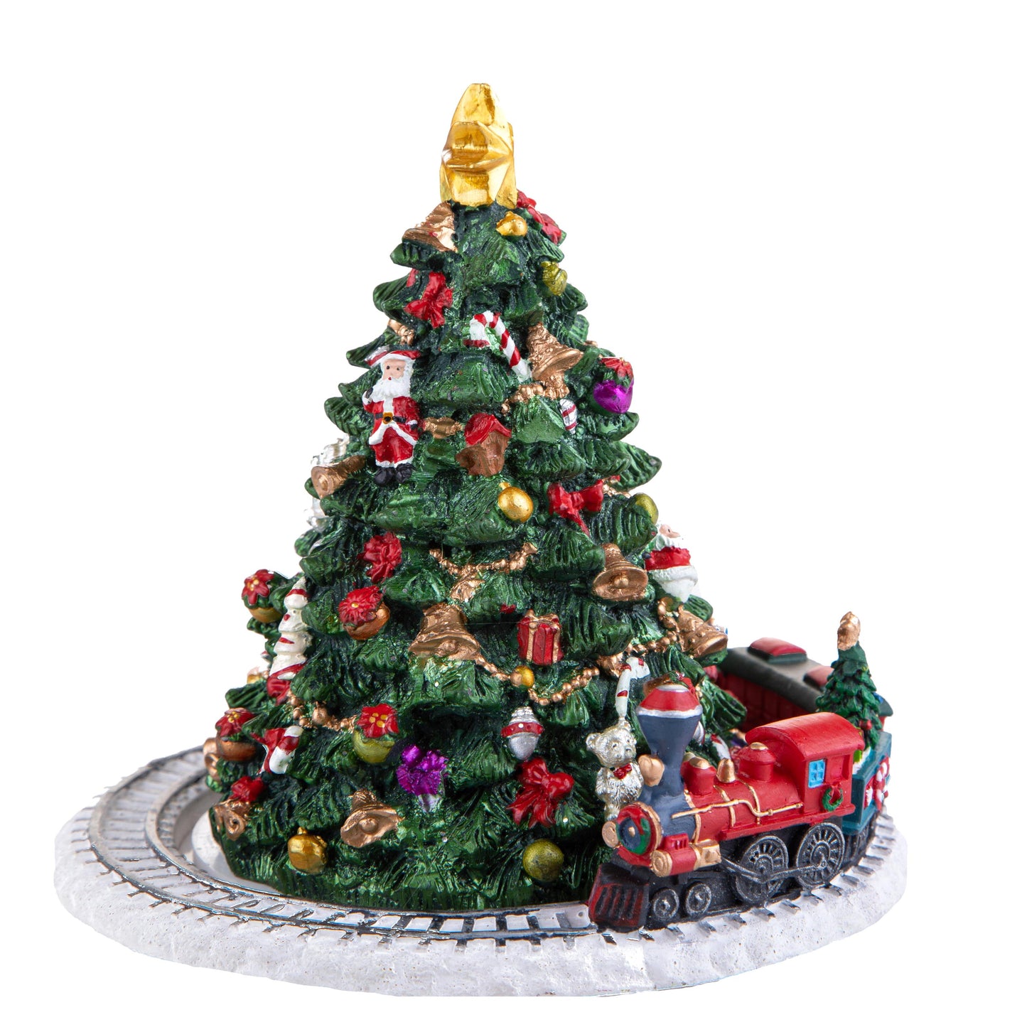 Abete 16x16 cm altezza 16 cm con carillon e treno