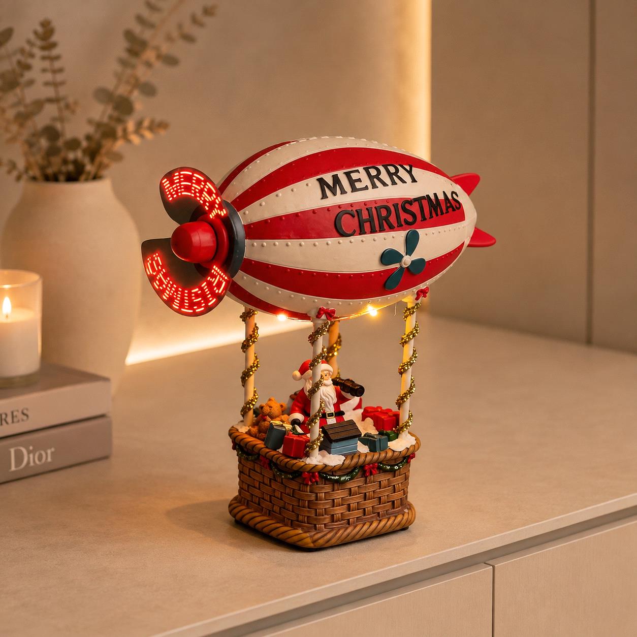 Dirigibile con Babbo Natale LED e movimento, 19x26 cm – Bianchi Dino