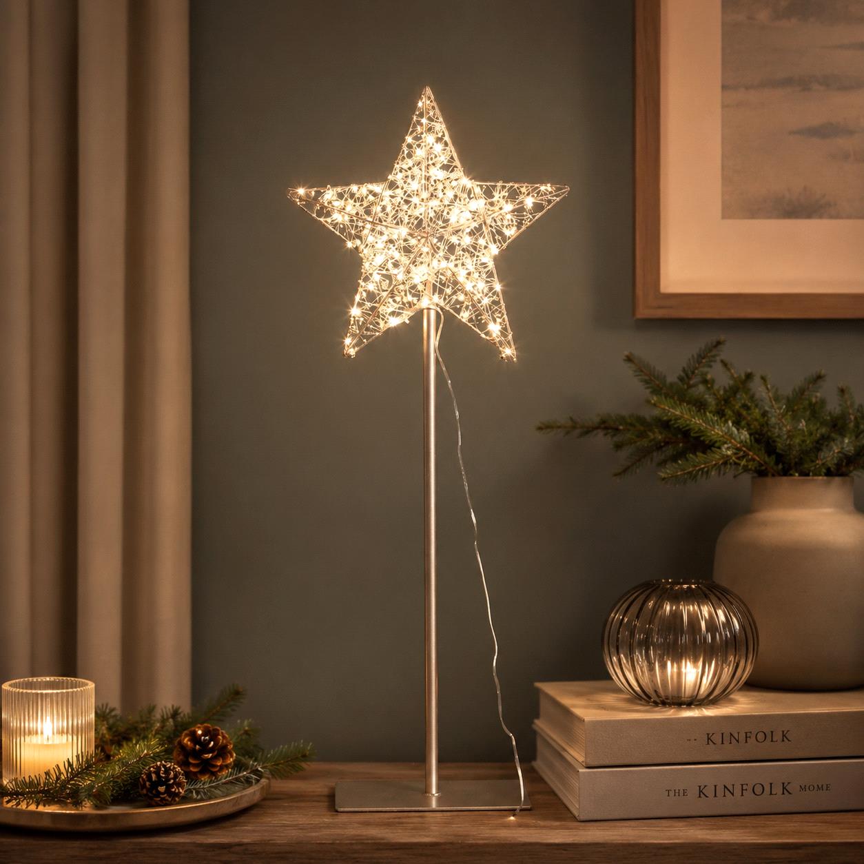 Stella luminosa LED, luce calda, altezza 76 cm, con base – Bianchi Dino