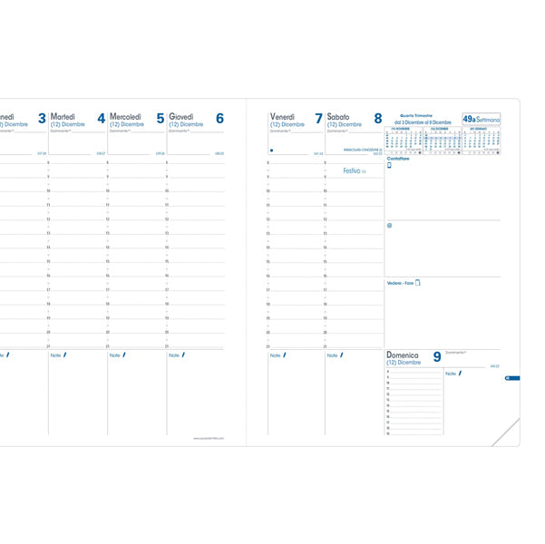 AGENDE - COD 048083Q- QUO VADIS- AGENDA SETTIMANALE TRINOTE