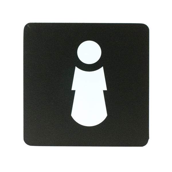 Pittogramma Adesivo Toilette Donna 16x16 cm PVC Nero/Bianco | Stilcasa